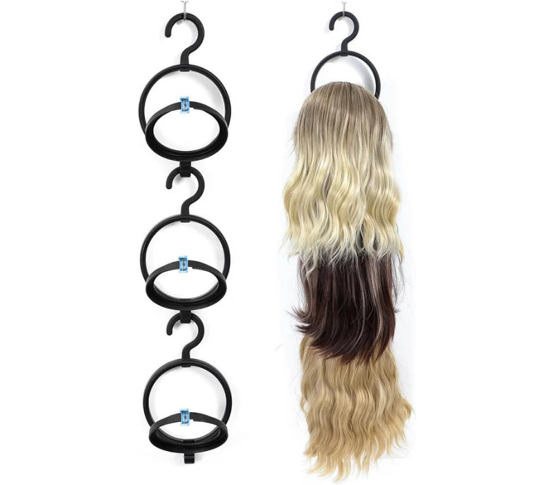 WLLEADG Hanging Wig stand for displaying, storing and styling (3 Pack black)